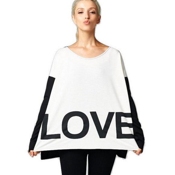LOVE Oversized Sweatshirt Black Grey Off-White Color Block - Picture 1 of 8